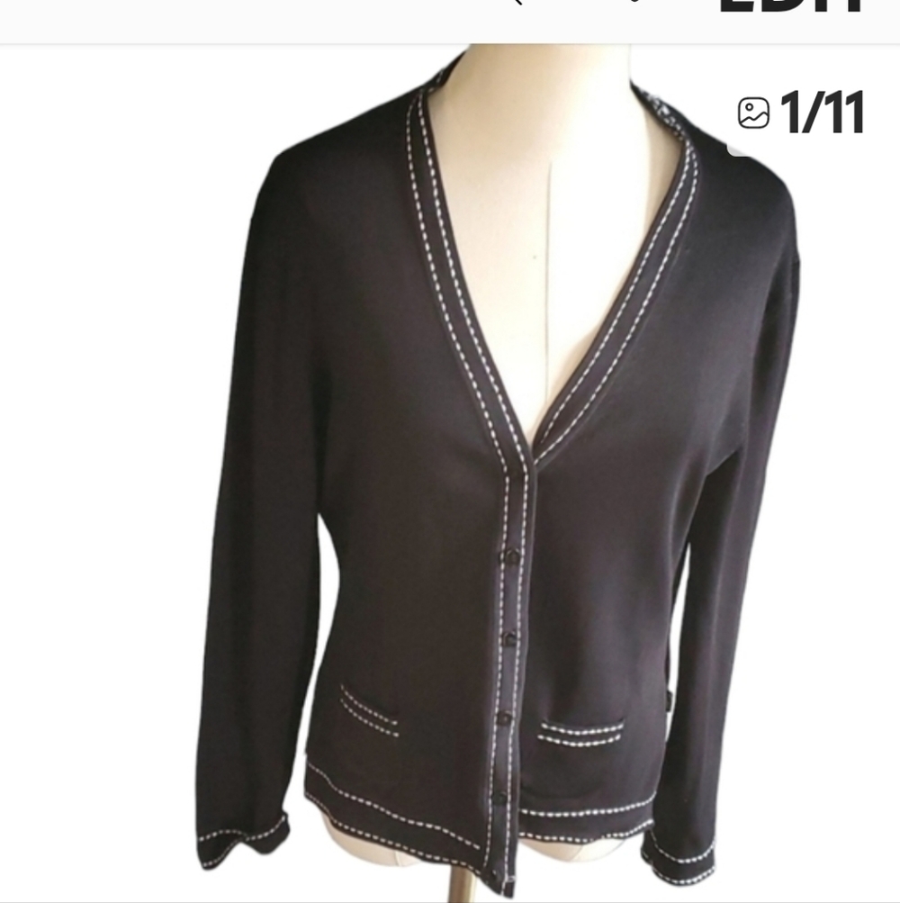 Bcbg  black buttondown cardigan sweater size L - Picture 12 of 12